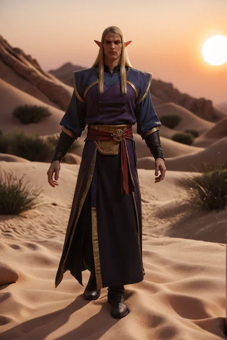 <lora:invoker_dragon_v1:1>
invoker_dragon_v1, realistic,
long hair, blonde hair, blue eyes,
elf. skinny,
1boy, 25 y.o,
long pointy ears, pointy ears, narrow nose,
dota 2 dragon blood costume, shoulder armor, red belt,, black footwear, coat, sash, black pants, dark purple cloth, score_9, score_8_up, score_7_up,
blur censor, blurry, blurry background, blurry foreground, bokeh, motion blur,
chromatic aberration, depth of field, figure, focused, focus
scenery, telephoto, sunset, big sun, warm light, desert, sand dunes, (suggestive pose:1.1),