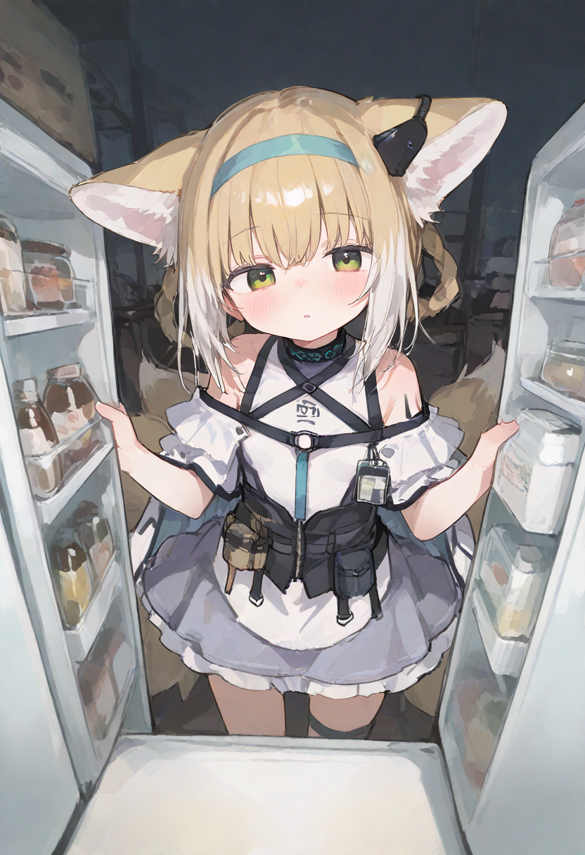 1girl, suzuran (arknights), holding refrigerator, detailed background, 
(zankuro:0.2), wagashi \(dagashiya\), chen bin, very awa, very aesthetic, masterpiece, best quality, amazing quality, absurdres  <lora:ponyv6_noobV1_2_adamW:0.5> <lora:n_XLNBVP1lokrV6311P:0.2> <lora:748cmXLNBVP1lokrV6311PZ:0.2> <lora:ricotte2:0.2>  <lora:View_from_inside_the_refrigerator-Pony:1>