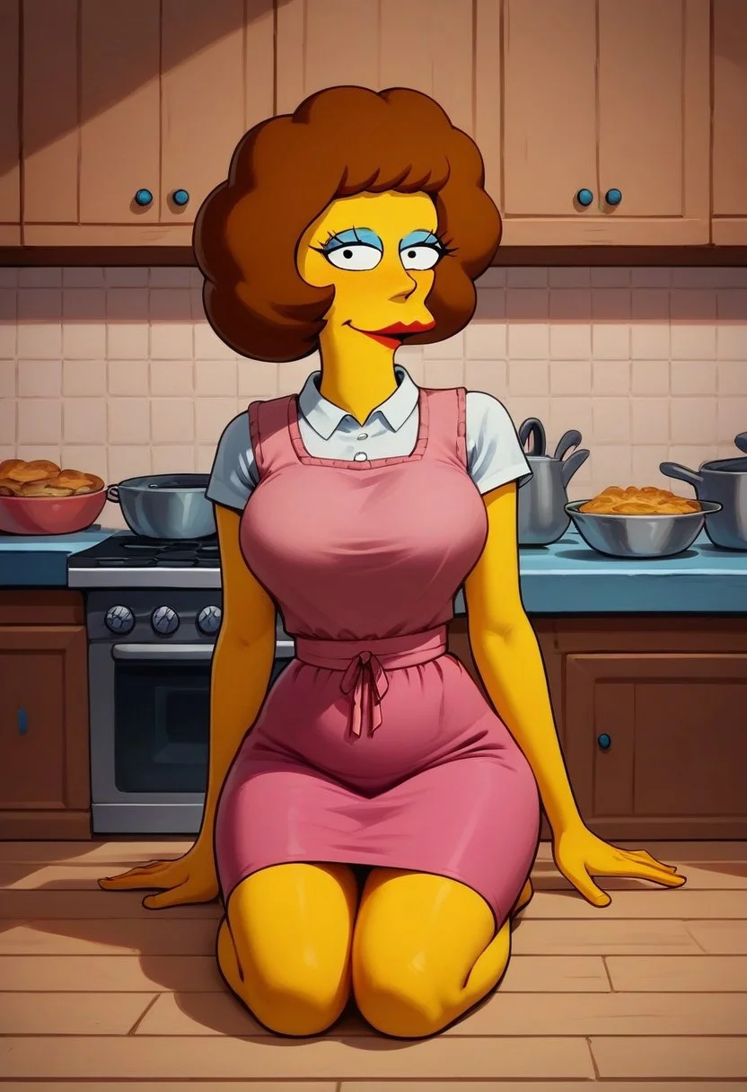 score_9, score_8_up, score_7_up, score_6_up, score_5_up, score_4_up,
source: illustration,maude,Simpsons, expressive, full body, hypermuscular,slim waist,milf,(seductive pose,:1.15) cute, beautiful,wearing a a white blouse and a pink skirt and vest ,laying on a kitchen table, pretty,at a kitchen,inside,brown hair,brown fur, highly detailed, intricate details, digital art, perfect anatomy, perfect proportions, 4k, (dynamic pose:1.25),the_simpsons_ponyxl, maude