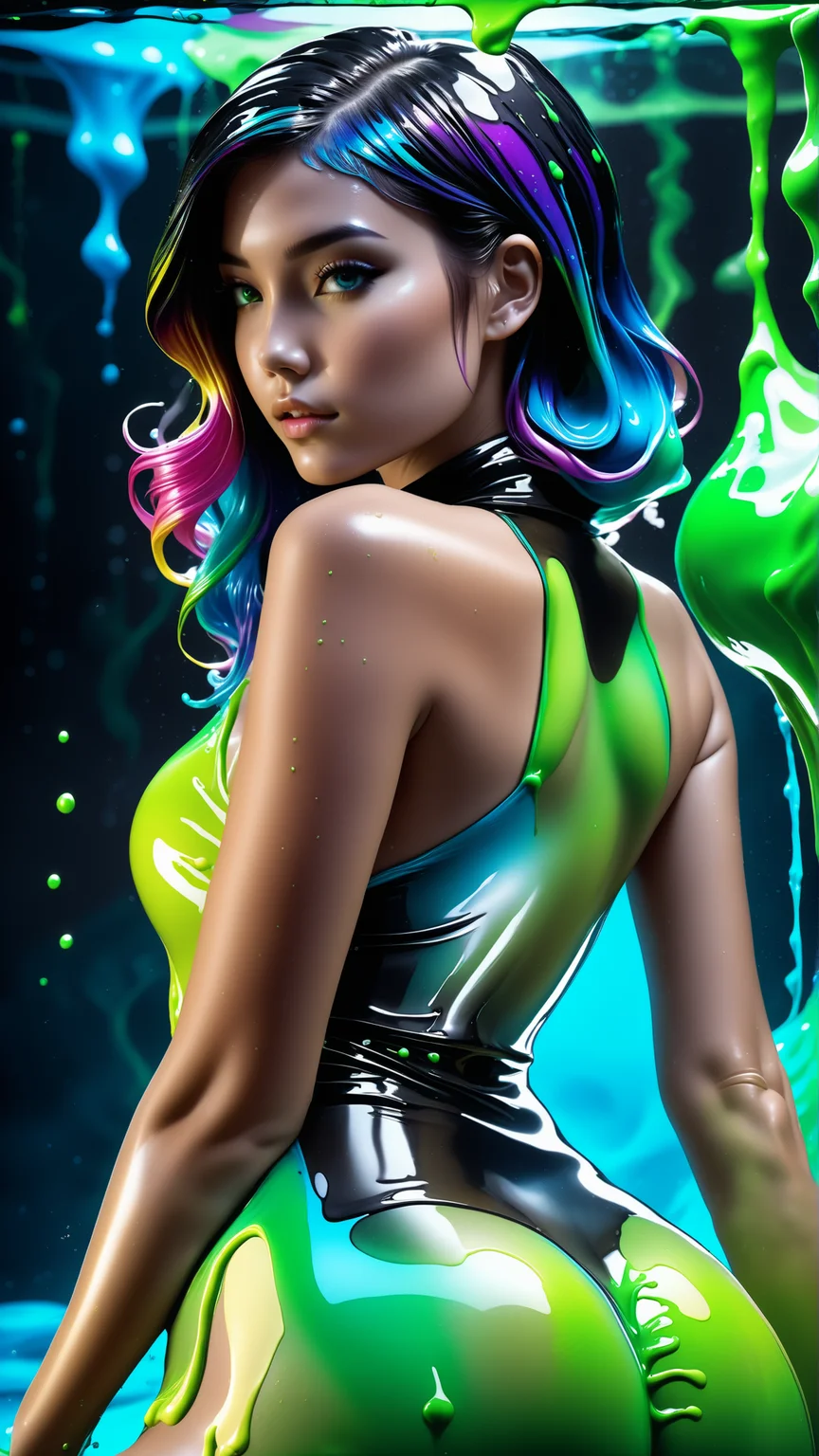 <lora:xl_yamer_style-2.0:1>, Colorful ink cascaded the canvas, forming slime sexy girl body, photorealistic slime girl, photo, studio lighting, sony a7, 35mm, hyperrealistic, big depth of field, concept art, colors, hyperdetailed, hyperrealistic, (big depth of field), (moody lighting), (ambient light), ((cinematic))