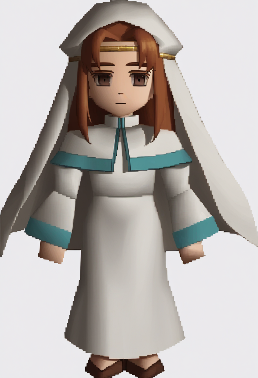 score_9, score_8_up, score_7_up, source_anime BREAK 1boy, solo,
 <lora:zs_FFVIIChibisXL_1> ffviichibis, chibi, standing, full body, white background
 <lora:feelen-pdxl-nvwls-v1:1> elen, brown hair, circlet, veil, white dress, capelet, long sleeves