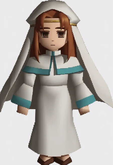 score_9, score_8_up, score_7_up, source_anime BREAK 1boy, solo,
 <lora:zs_FFVIIChibisXL_1> ffviichibis, chibi, standing, full body, white background
 <lora:feelen-pdxl-nvwls-v1:1> elen, brown hair, circlet, veil, white dress, capelet, long sleeves