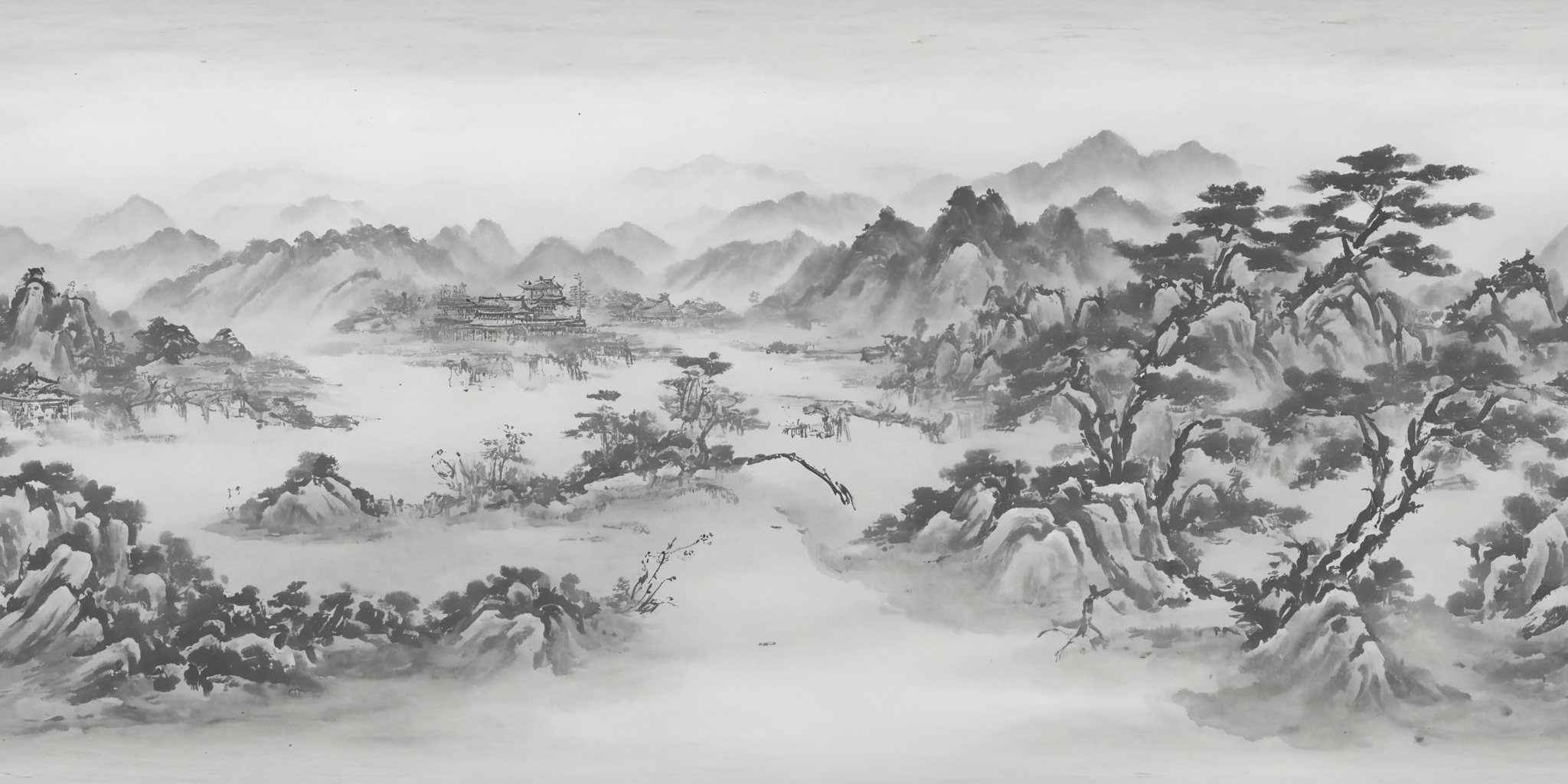 360panorama,<lora:å±±æ°´-000001:1.2>,(sphere panorama:1.5),<lora:HMSG360å¨æ¯XL-V1.0:0.8>,Chinese landscape,ink wash painting,monochrome,spherical panorama,white margins top and bottom,tranquil traditional scenery,serene mountains and rivers,classical pavilions,misty atmosphere,ink on rice paper effect,digital ink,subtle ink gradations,ultra-high resolution,pure natural beauty,ancient charm,360-degree panoramic view,harmonious natural elements,without modern elements,