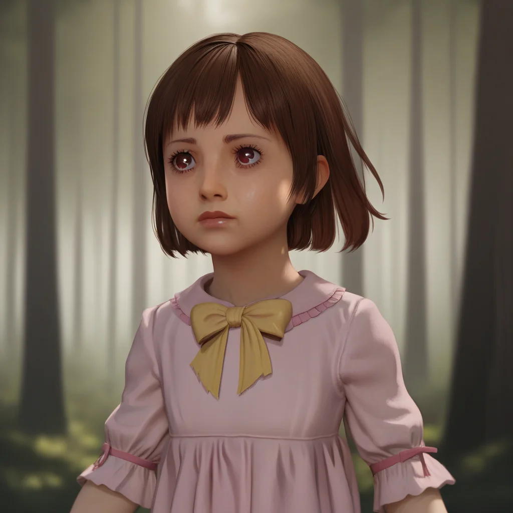 score_9_up, score_8_up, BREAK, MarleneWallace, 1girl, solo, brown hair, short hair, brown eyes, dress, ribbon, upper body,  <lora:MarleneWallace_PXL_Leaf1_r1:1>, forest,
