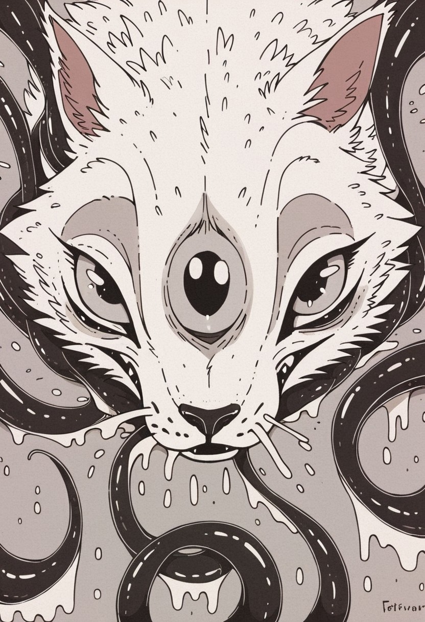 score_9, score_8_up, score_7_up, score_6_up, score_5_up, score_4_up,  rating_explicit, furry_source, feral, 
a feralhare caught by the tentacles of going into eyes, scared, Lovecraftian style, black and white,close up of eye,
exaggerated, close up of eye, white fur, detailed eye, consuming