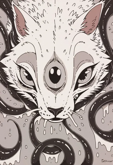 score_9, score_8_up, score_7_up, score_6_up, score_5_up, score_4_up, rating_explicit, furry_source, feral,
a feralhare caught by the tentacles of going into eyes, scared, Lovecraftian style, black and white,close up of eye,
exaggerated, close up of eye, white fur, detailed eye, consuming