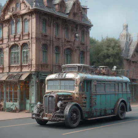 a bus, ste4mpunk<lora:ste4mpunk:1.2>