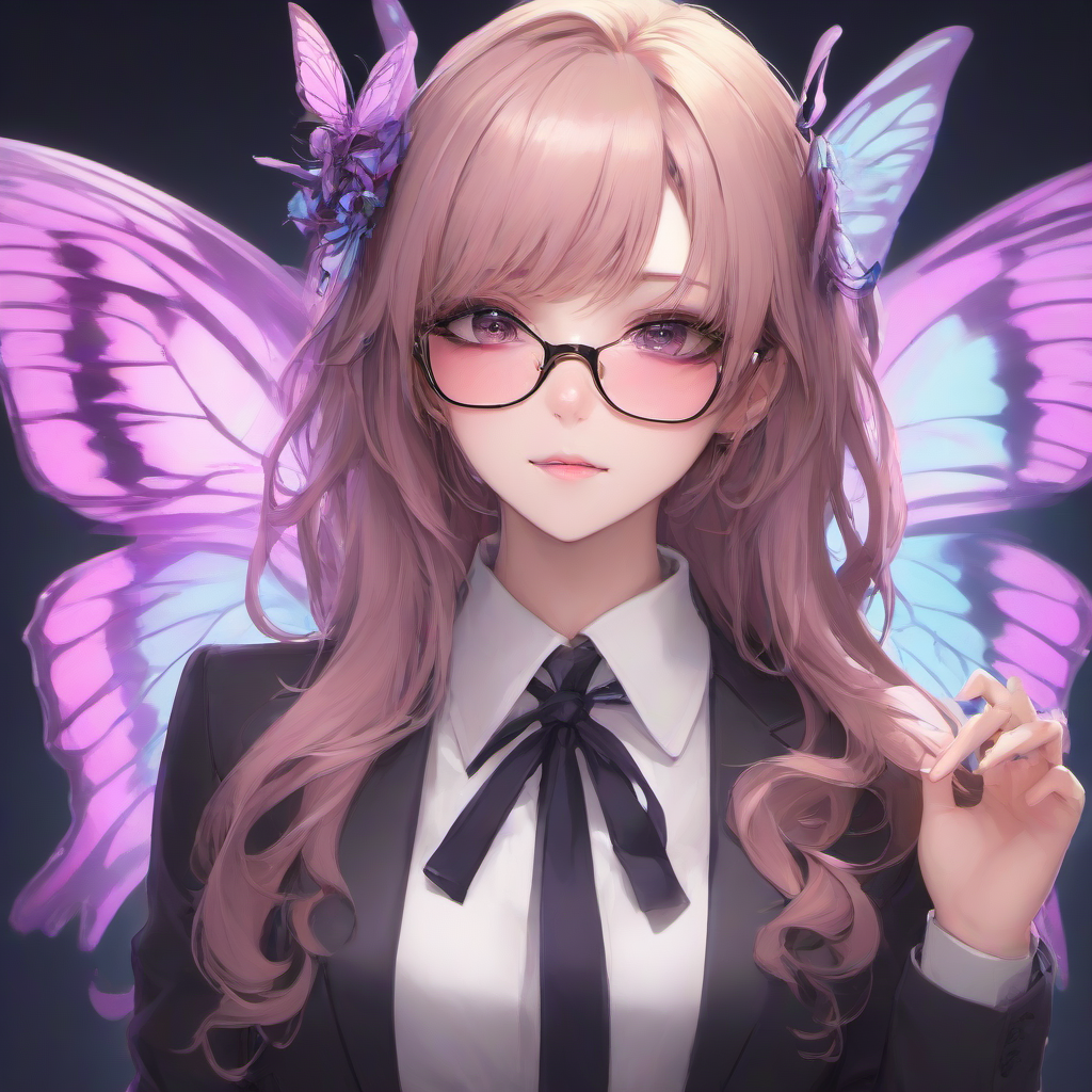 Masterpice,High Quality,portrait,anime
 <lora:PE_ButterflyLady:0.7> PEButterflyLady, 
business suit,
