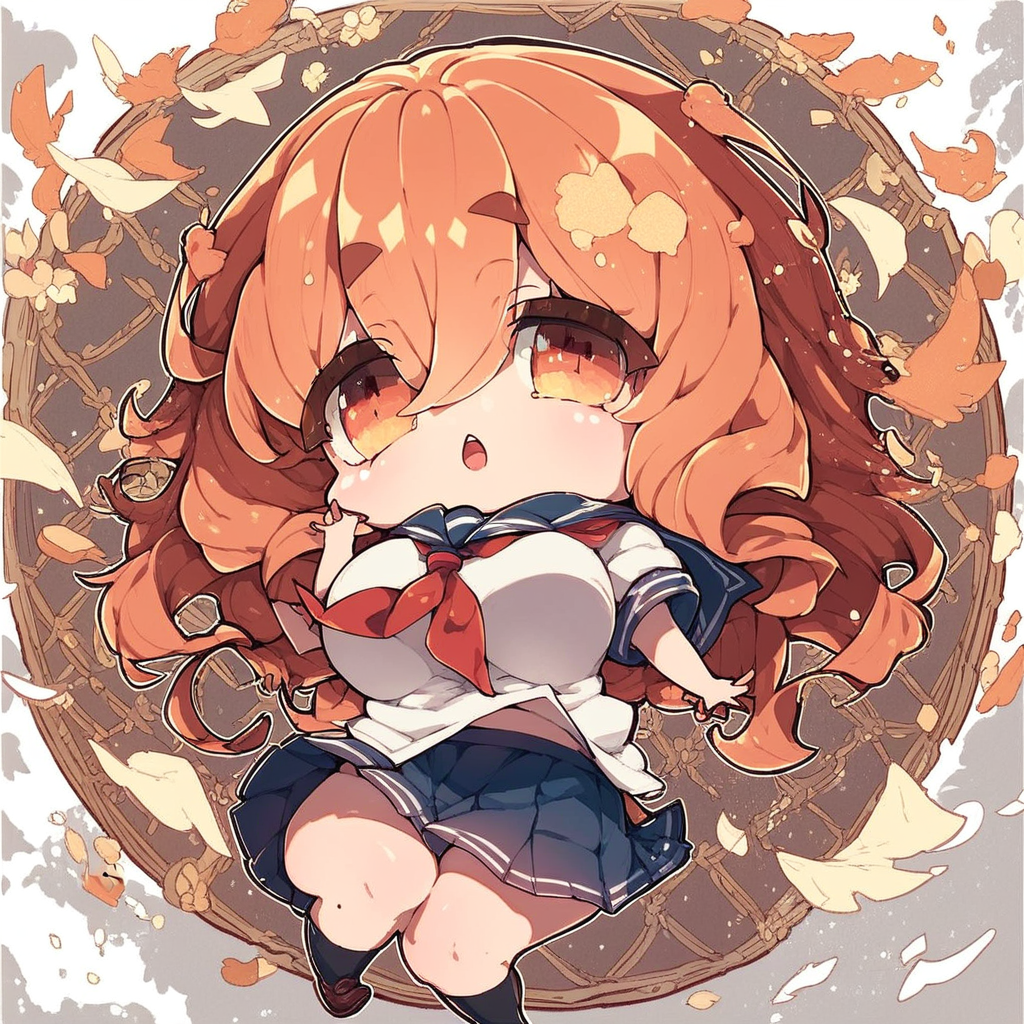 score_9, score_8_up, score_7_up, score_6_up, score_5_up, MilkPanda Style, solo, chibi, short stack, cute, solo, 1girl, large breasts, school uniform, pleated skirt