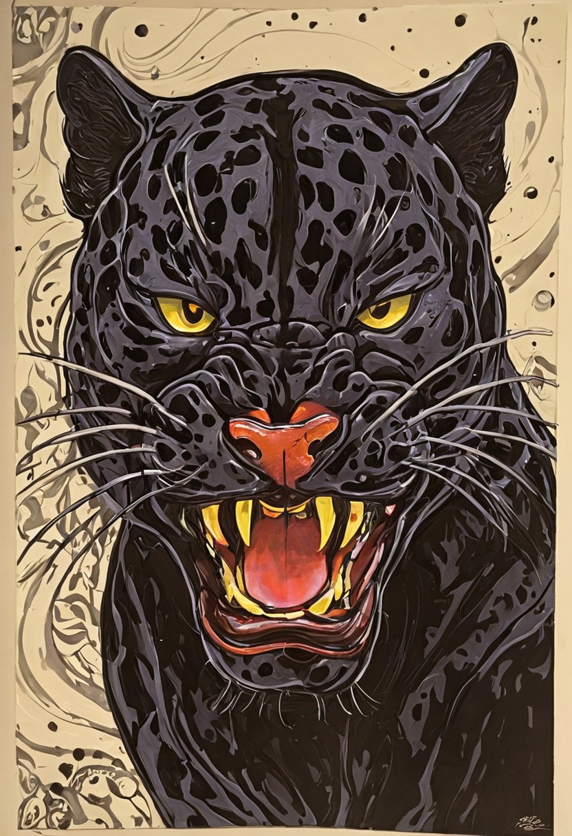 Ed hardy  look alike art, ((  panther ))) complete bold art work and characters, solid lines,  easily distinguishable , distinguishable easily witnessed and convincing artwork masterwork, cartoon, illistrations
masterpiece, excellent