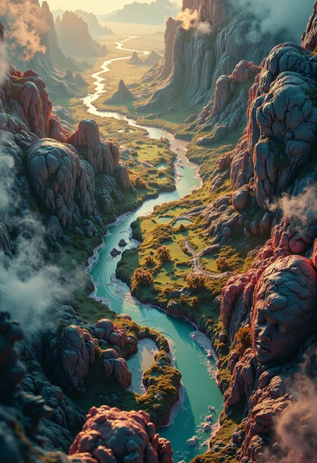 Masterpiece, forced perspective, bird's-eye view of a memory cartographer, neural compass in hand, charting the landscape of forgotten dreams, unprecedented detail, 16K resolution, psychology textbook cover, intricate emotional terrain features, subconscious symbolism background