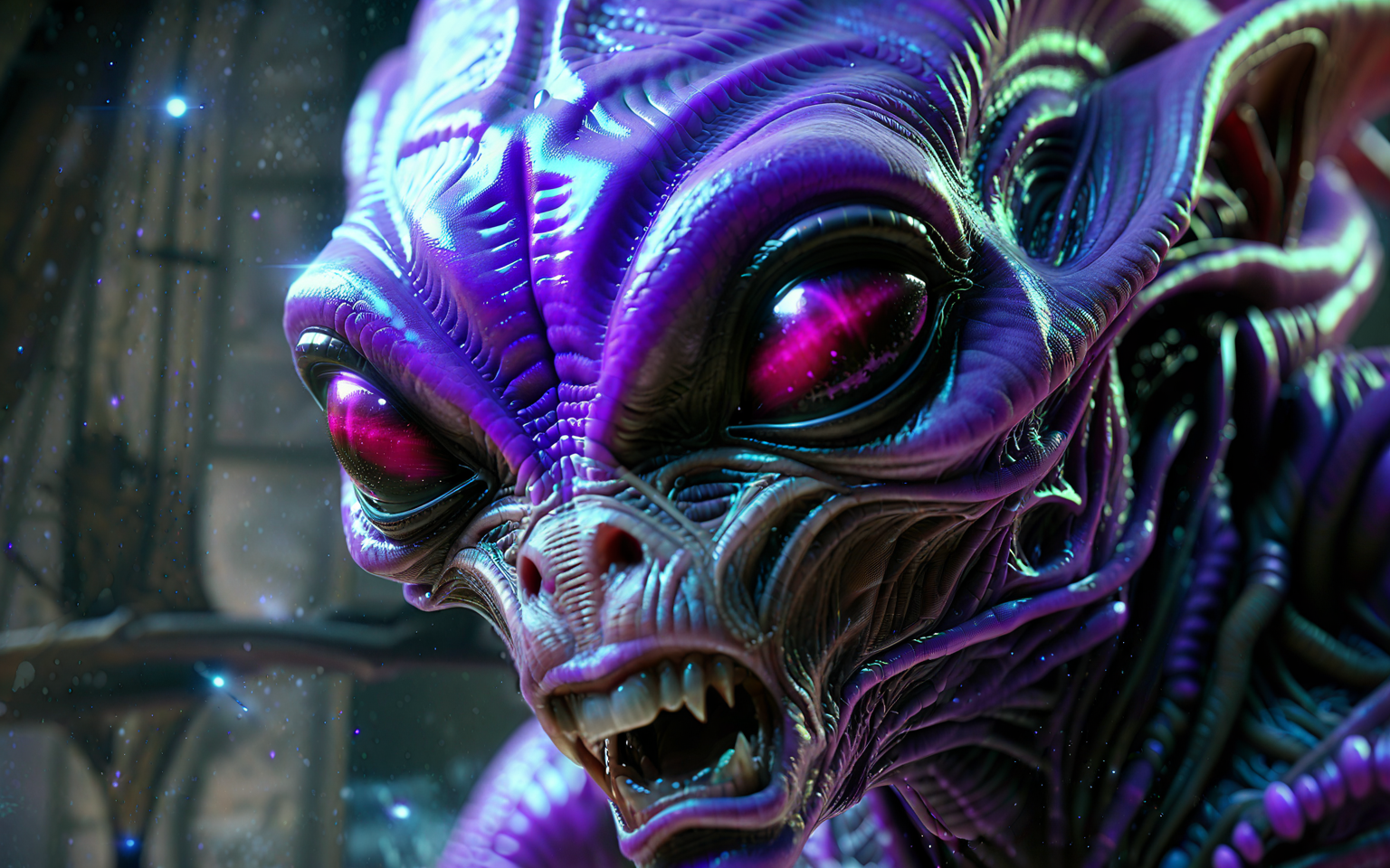 giant purpur colored alien species face close-up, highly detailed, clean <lora:alien-species:1>