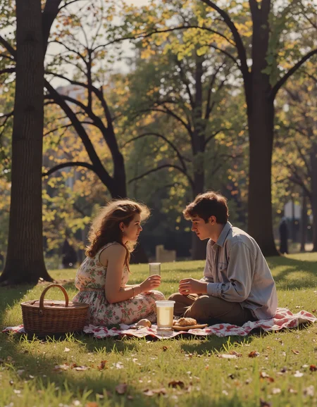 retr0grade90s A detailed photo of a man and woman having a picnic. They are in a park on a sunny day.<lora:General Flux\retrograde-90s.safetensors:0.9500000000000001:1.0>