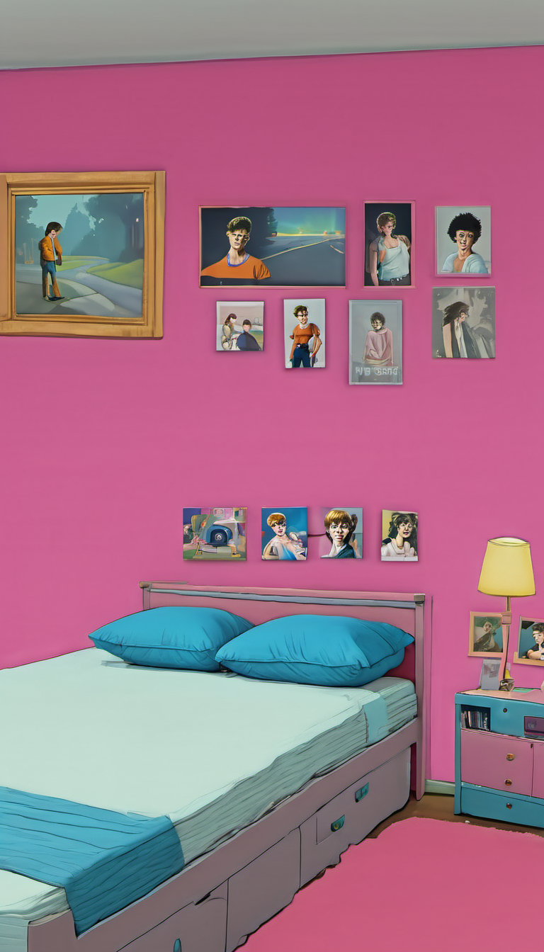 <lora:Everly_Heights_Backgrounds_New_Settings:1> A typical 1990s teenager's bedroom, a painting, background art.