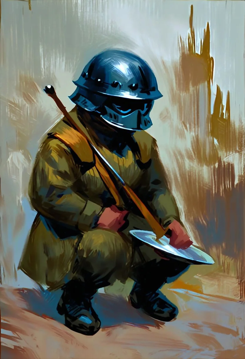 absurdres, hires, score_9, score_8_up, score_7_up, painterly, faux traditional media, (full body, from the front), European male, muscular, slightly chubby, sixteenth century, soldier with ornate torso plate, helmet, holding a long musket , (late medieval European city background)