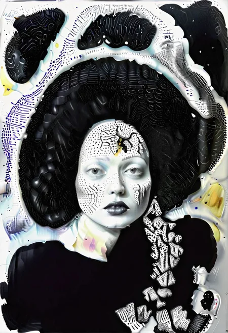 raw sketch of interwoven concrete cement pebbles cob cobblestone shell fishscales snakeskin, by Hans Bellmer, by Malevitch, by Kandinsky, Surreal psychedelic bizarre, psychedelic hallucination, pop surrealism, rough crosshatch drawing pop art Lunatic_Portrait of a young woman in latex Avant-garde Fashion page, slick back, low bun, black makeup, sinister expression, intense glare, (melting flesh covered in moss, rot, mold, bubbles, droplets:1.5), avant-garde, abstract, weird, geometric, constructivism, suprematism, rayonism, verticism, lineism, tj
