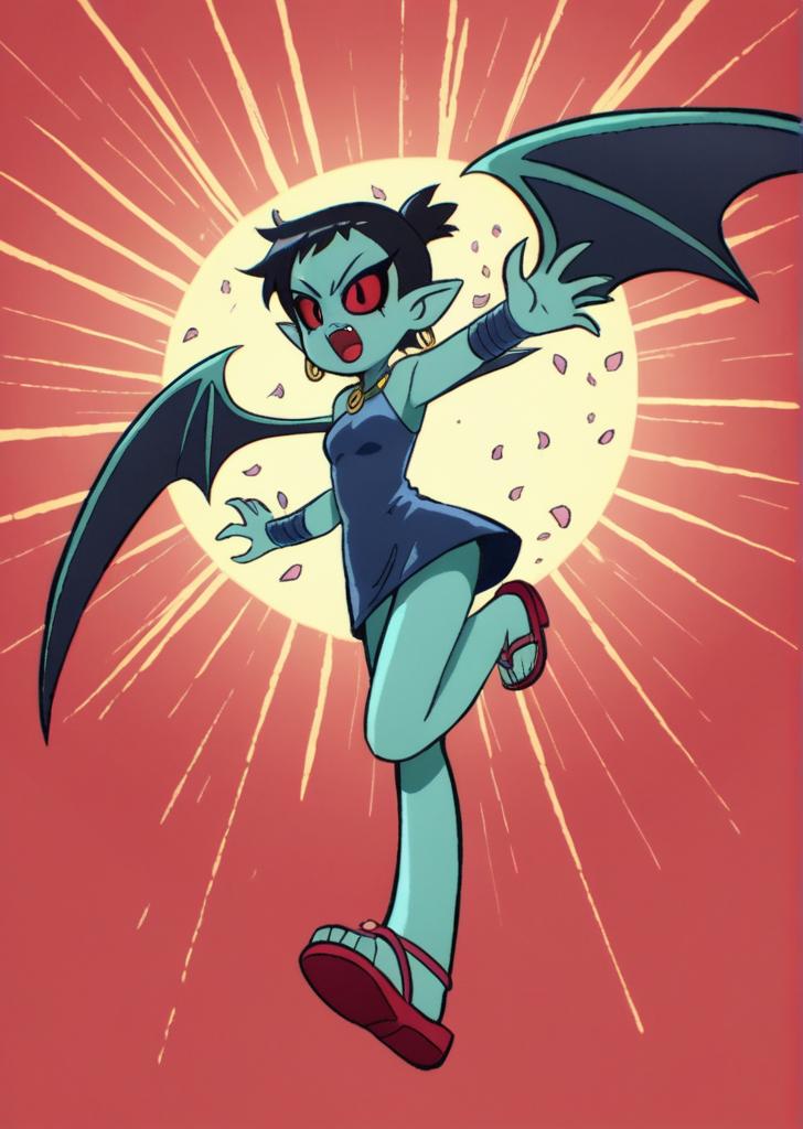score_9, score_8_up, score_7_up, score_6_up, source_anime, zPDXL, BREAK
<lora:Scott_Pilgrim_Takes_Off:1> scottp, sketch, anime coloring, 1girl, solo, DeHipChick, colored sclera, demon wings, blue skin, green skin, black hair, red eyes, wings, pointy ears, colored skin, demon girl, bat wings, monster girl, sequined mini dress, Saint Laurent, crystal-embellished sandals, Jimmy Choo, glittering clutch, Judith Leiber, statement earrings, Oscar de la Renta , standing on tiptoes, reaching for a cherry blossom petal,