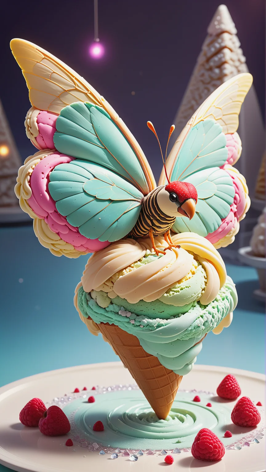 <lora:Gelato_Style_XL:1>GelatoStyle average cunning hive-like serene appendage-rich, padded appendages, trifurcated-tailed, long-tailed, crystalized skin, celestial wings ((consciousness merge,hypnotizing,mesmerizing,crystal brownian motion,faster-than-light (ftl) travel,perpendicular liness,liquid crystal,pyramid,diamond magic:1.0)
wings attached to the back),
, made from gelato ice cream, (Masterpiece:1.3) (best quality:1.2) (high quality:1.1)