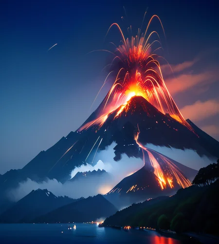 score_9, score_8_up, score_7_up, score_6_up, score_5_up, score_4_up,
<lora:fire:0.8>,
firemode, , no humans, fireworks, outdoors, night, scenery, sky,vulcan,eruption