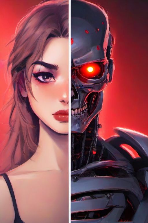 <lora:PE_ToonReal:0.8> PEToonReal,
Terminator,machine,red glowing eyes,makeup,