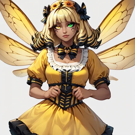 zPDXL2, rating_safe, honeyblovely, solo, cowboy shot, beautiful eyes, heterochromia, yellow eye, green eye, multicolor disco floor, spotlights <lora:Honey_B_Lovely_Pony_V2:0.8>