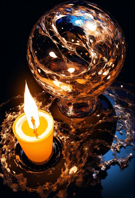 Renaissance style masterpiece,high score,great score,absurdres,  ., a couple of skulls that are on a table in the dark with a crescent of light in the background [20], <lora:R0k00Bl0ckB0ckgr00ndHD:1> (R0k00Bl0ckB0ckgr00ndHD, black background, generative art, a raytraced image, Alfred Manessier, dark background), space helmet [2], candlelight [1] . Realistic, perspective, light and shadow, religious or mythological themes, highly detailed