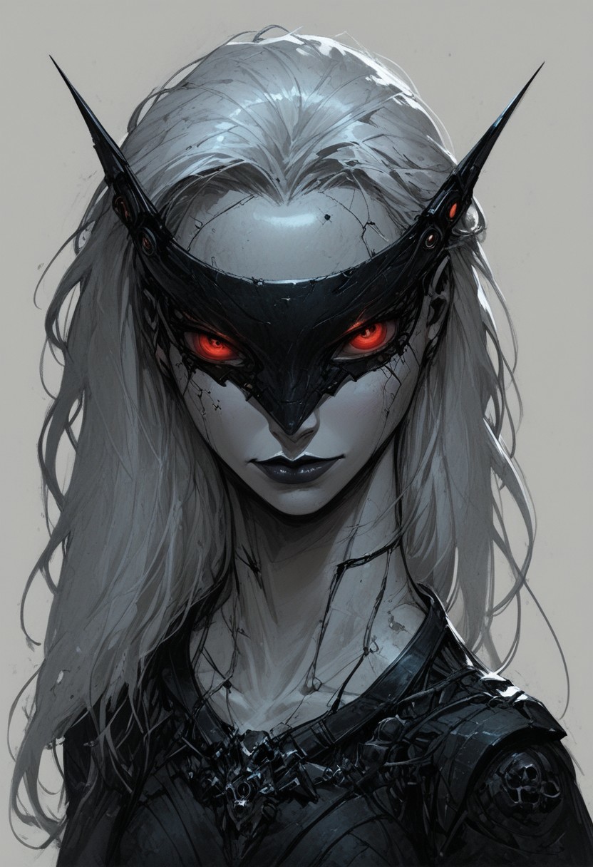 score_9, score_8_up, score_7_up, BREAK, 1woman portrait, Recypu style,close up of futuristic robotic female, long hair, white skin, sleek opaque reflective black visor, white background
<lora:Fant5yP0ny:0.6> <lora:fantasy_world_pony:0.9>
<lora:Cherry-Gig:0.55>