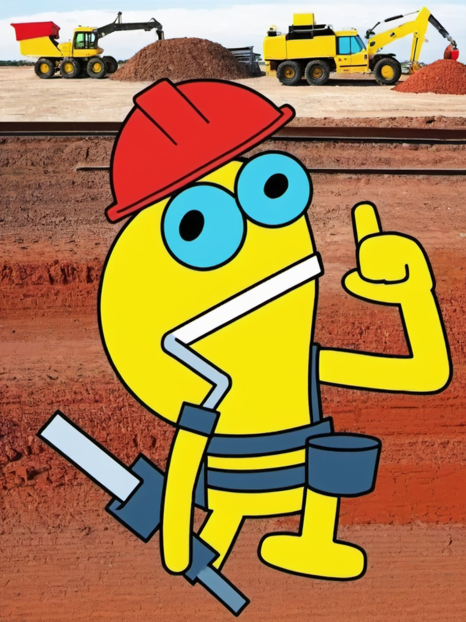 Funny emoticons, Construction site, workers, helmets, bricks, carts<lora:tt1:0.8>
