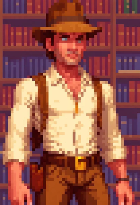 pixel art PixArFK
lucasarts style,
indiana jones in a library
masterpiece, best quality, high quality,