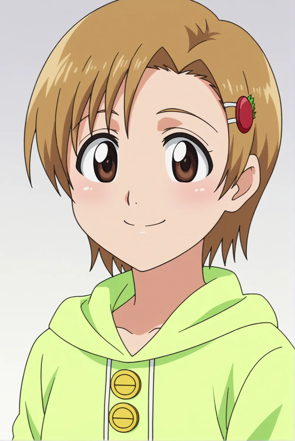 <lora:Yuzu_Kurosaki:0.7>, Yuzu Kurosaki, white background, upper body, smile