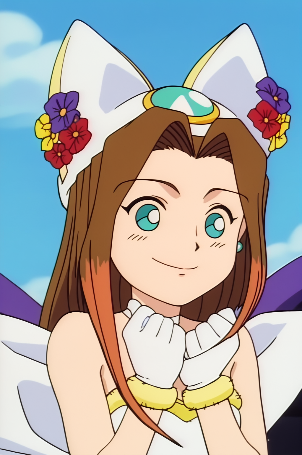rating_safe,  anime screencap, consistent background,   Sara, light smile, upper body, 1girl, dress, white gloves <lora:Commision-Sonic the Hedgehog-Sara-PDXL:0.8>