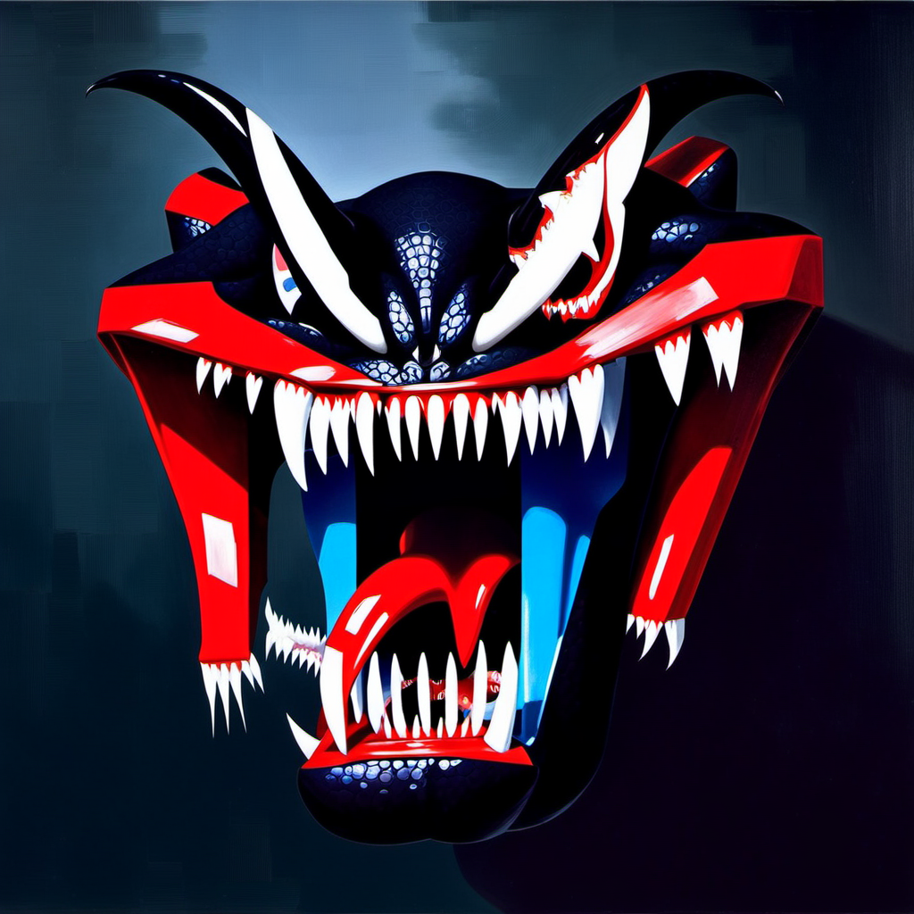 painting of  Venom Symbiote with sharp teeth, George Condo Style, horror(theme),  <lora:MBTDF xl-000004:0.9>