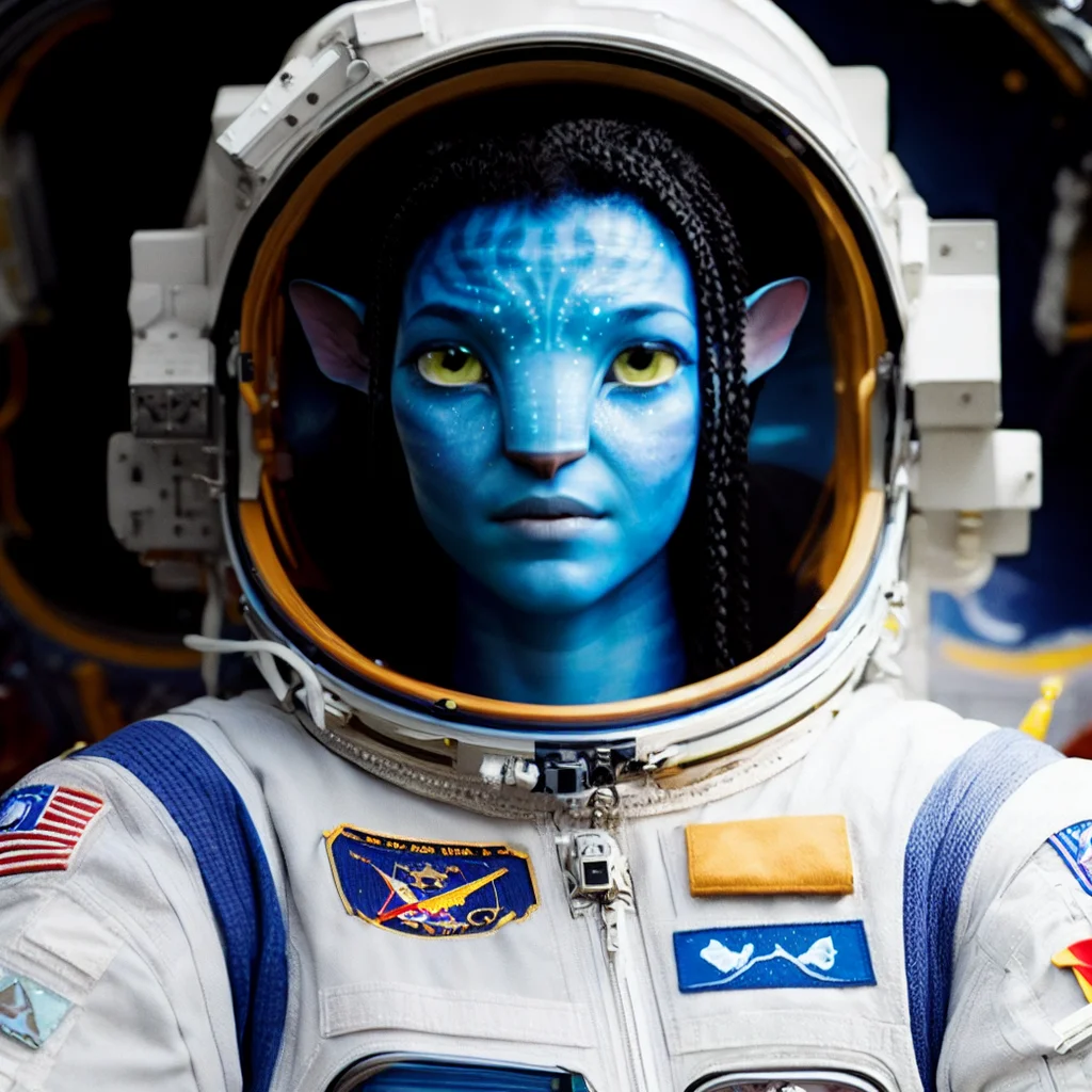 Avatar style, woman, astronaut, (in space)