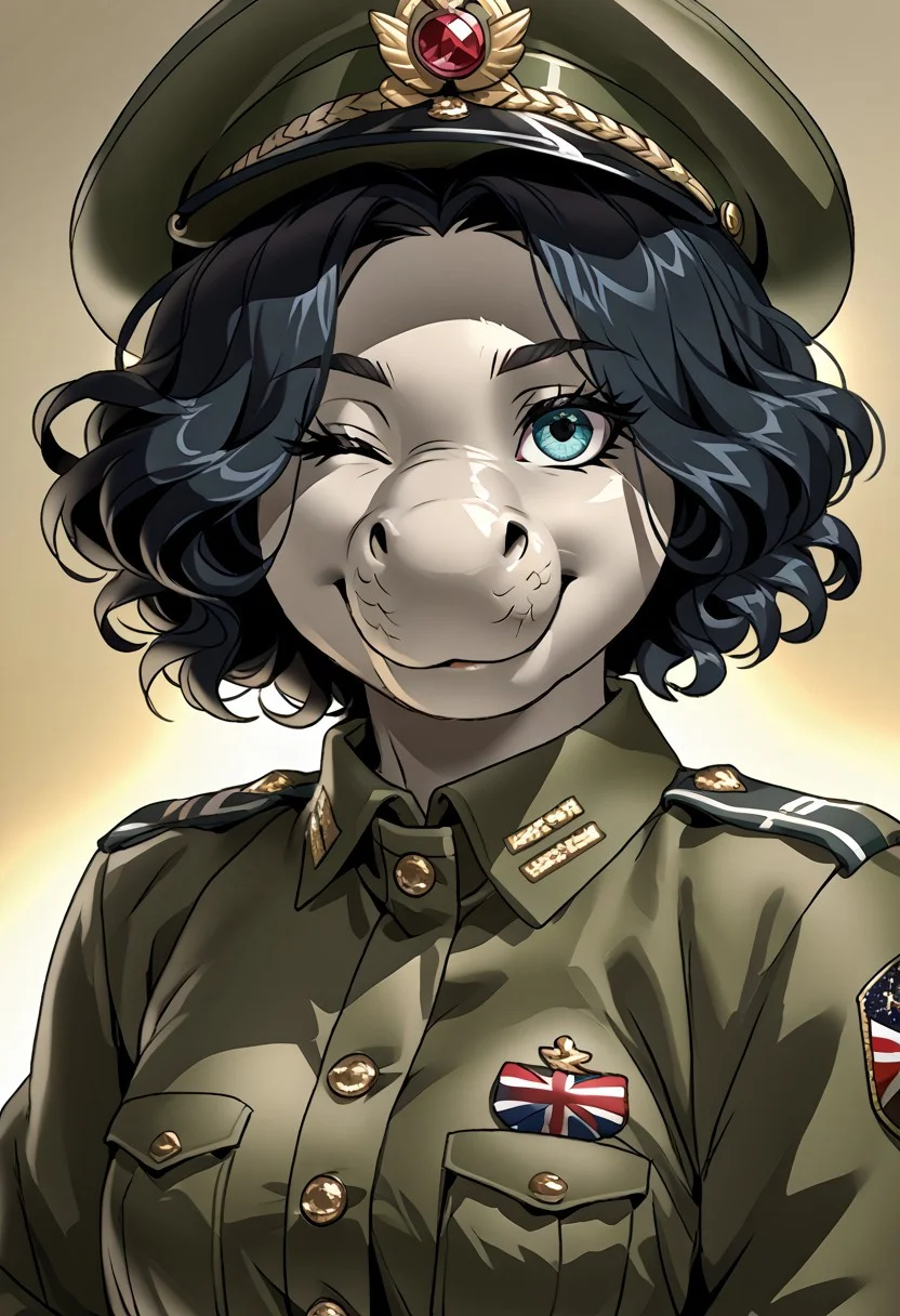 score_9, score_8_up, score_7_up, (by jailbird:1.5), (by kittydee:1.5), (by zummeng:1.5), masterpiece, best quality, (solo),
(Furry Art: anthro: elephant seal:1.5), expressive eyes, <lora:beautiful_detailed_eyes:1>, perfect face, seal, male, large proboscis nose, (black hair:1.5), (short hair), (one eye covered by hair), small breasts, (army general uniform:1.5), (army general hat:1), (army medals),