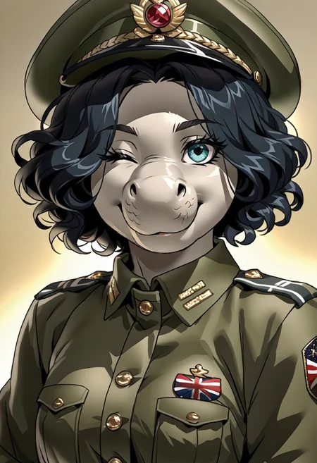 score_9, score_8_up, score_7_up, (by jailbird:1.5), (by kittydee:1.5), (by zummeng:1.5), masterpiece, best quality, (solo),
(Furry Art: anthro: elephant seal:1.5), expressive eyes, <lora:beautiful_detailed_eyes:1>, perfect face, seal, male, large proboscis nose, (black hair:1.5), (short hair), (one eye covered by hair), small breasts, (army general uniform:1.5), (army general hat:1), (army medals),