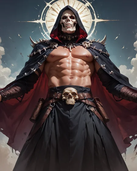 score_9, score_8_up, score_7_up, zPDXL, Lenticular, DARK, Low Angle View, a hkstyle man with dark reaper mask and a outworn detailed bone collar and black cloth robe and hood, Large linen cape, hyper-detailed, sharp, high resolution, high quality, 32K, Ultra realistic, HD, super detailed, line art, abstract stylerealistic, realism, highly detailed, perfect quality, high quality, photorealistic,,<lora:Expressive_H-000001:0.8>,,<lora:Concept Art Twilight Style SDXL_LoRA_Pony Diffusion V6 XL:0.8>,,<lora:sinfully_stylish_SDXL>,