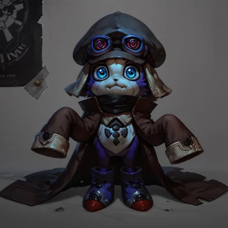 digimon offmon wearing longsleeve, hat, googles, metal tendrils coming from his back, concept art, realistic, dark theme, low light,, verybadimagenegative_v1.3, zPDXL3, poster art
