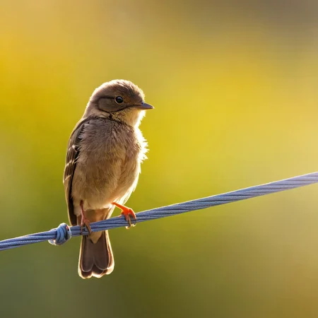 <lora:HMSGé¸ç±»æå½±XL-000001:1>,A cute little bird perching on a wire in the sunlight.