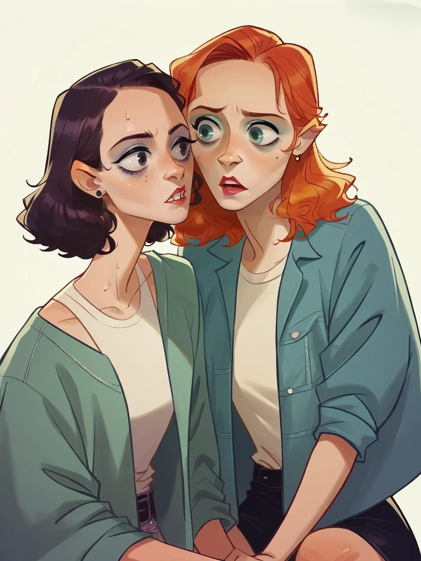 score_9, score_8_up, score_7_up, score_6_up, score_5_up, <lora:kangyannanXLP:1> kangyannan, white background, 2girls, yuri,