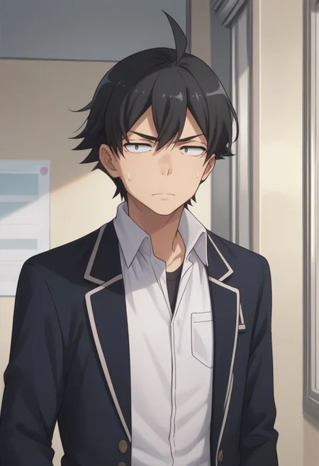 score_9, score_8_up, score_7_up, source_anime, highly detailed,
hachi, 1boy, black hair, school uniform, male focus, ahoge, sweatdrop, black eyes, jacket, solo, blazer, shirt, white shirt, collared shirt, pants, upper body,
indoor