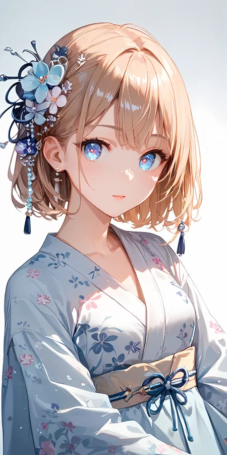 score_9, score_8_up, score_7_up,source_anime, high res image,masterpiece,best quality,girl,cute face,clear skin,shiny hair,ultra detailed eyes,simple background,
<lora:hanfu_Pony_V1.0:1> jyojifuku, hair ornament, floral print