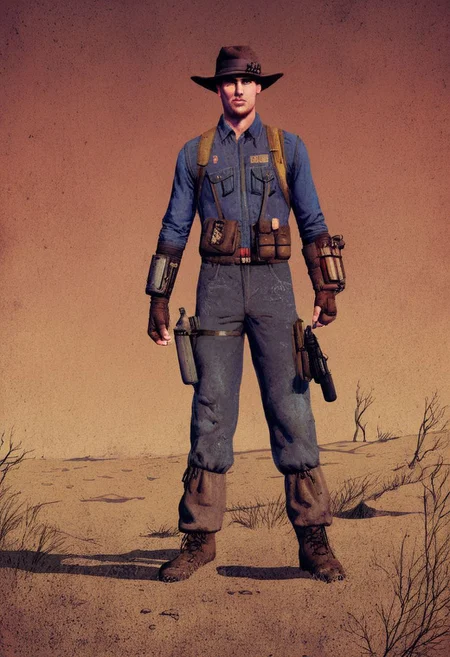 bldrnrblstr, norman rockwell style, fallout, raider