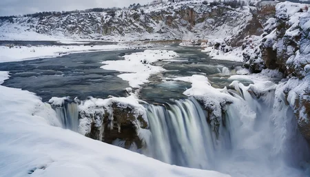 Winter Waterfall,water,no humans,scenery,outdoors,sky,nature,day,masterpiece,best quality,<lora:Winter Waterfall:1>,