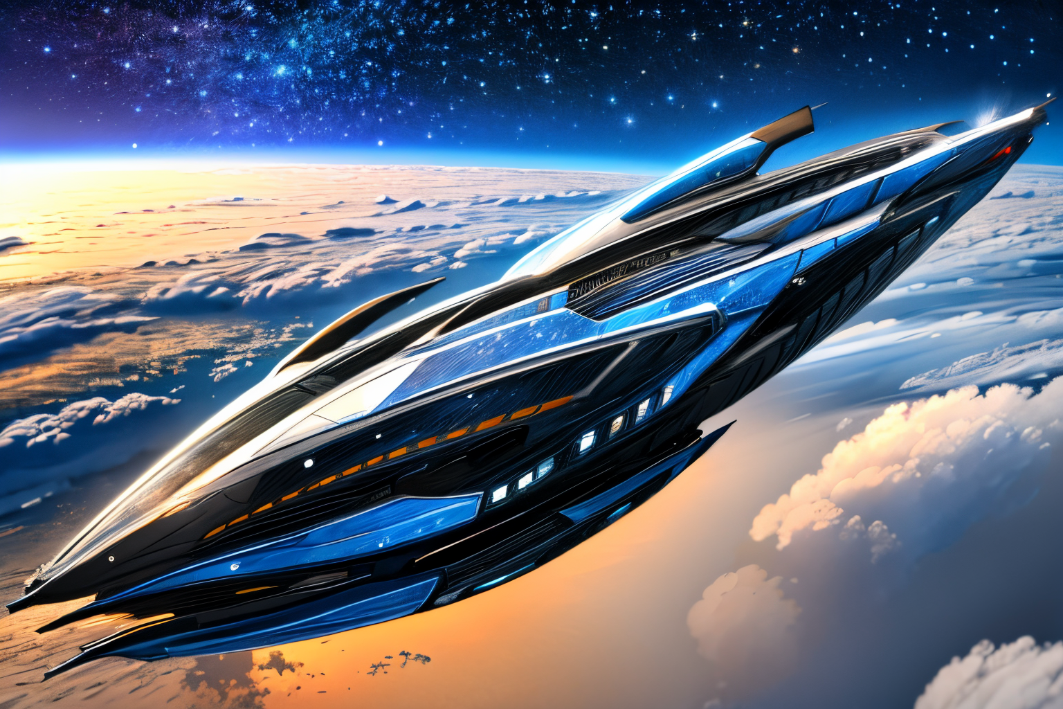 (Realistic:1.5) (masterpiece) weapon, rain, starry sky, machinery, logo, rain, cloud, city, wings, sketch, <lora:EdobSpaceShip01_v1.0:0.8>