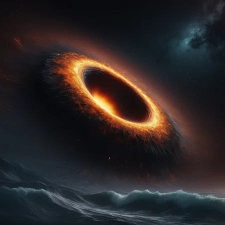 ocean of a black hole, cosmic, masterpiece, sharp details, intricate, highly detailed, smooth, 8K, black ocean