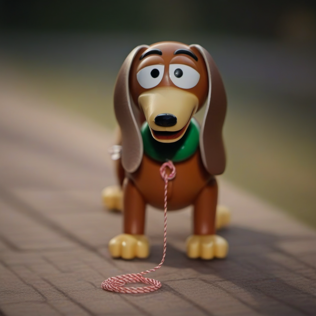 cinematic photo a toy dog with a spring body  with a string<lora:SlinkyDog1024:0.8> . 35mm photograph, film, bokeh, professional, 4k, highly detailed
