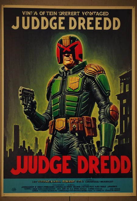 vntgpstr of "Judge Dredd", vintage noir, jdgdrdd, <lora:vintage_poster-000003:1>