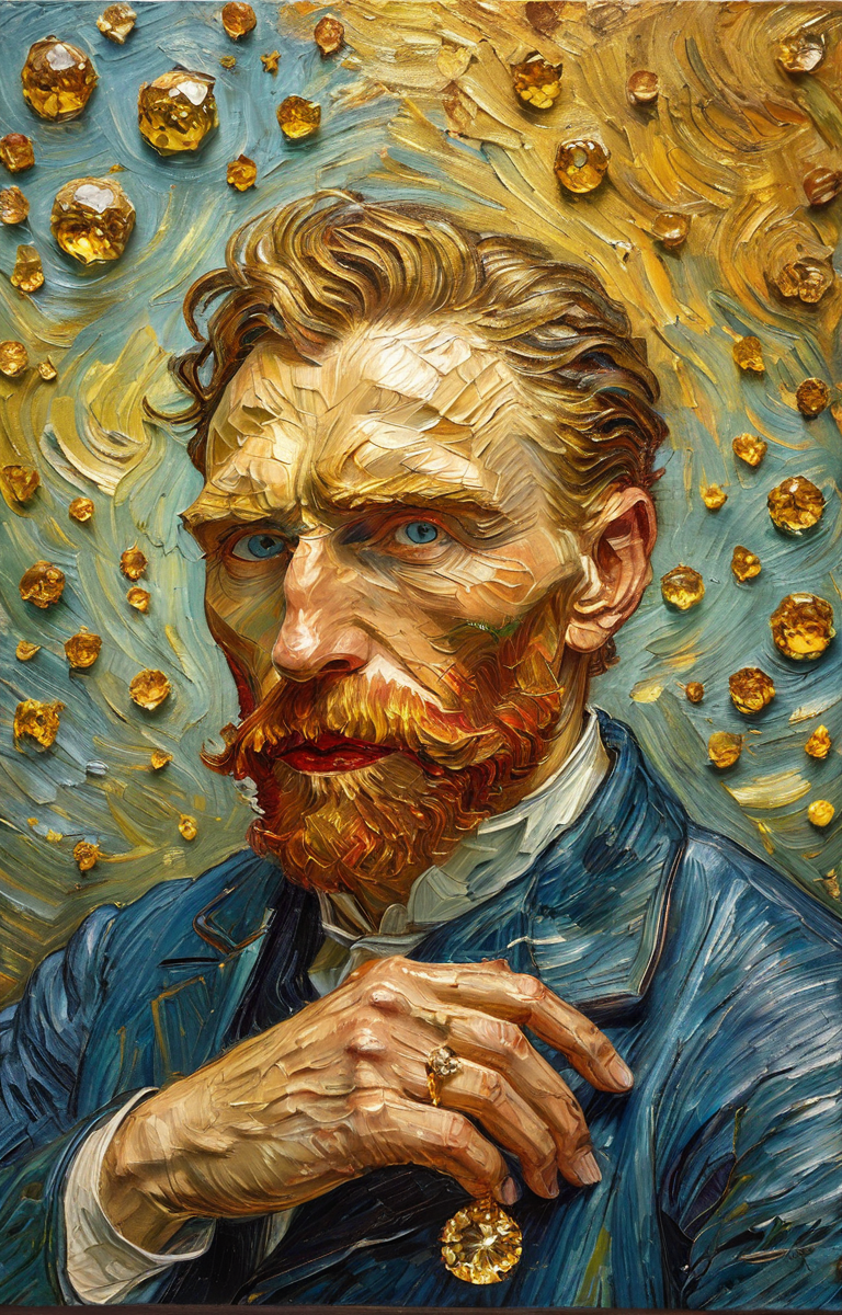 masterpiece,best quality,<lora:tbh53-sdxl:0.75>,illustration,Gold,jewelry,diamonds,colorful,<lora:tbh123-sdxl:0.5>,oil painting,style of Vincent van Gogh,