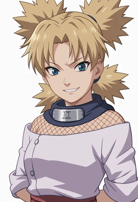 score_9, score_8_up, score_7_up, score_6_up, score_5_up, score_4_up, BREAK, source_anime,
ytemari, 1girl, blonde hair, quad tails, blue eyes, fishnets, purple garment, sash,
hands behind back, smile, upper body, looking at viewer, solo, simple background, white background, anime screencap, anime coloring
<lora:TemariGeninXL:1>