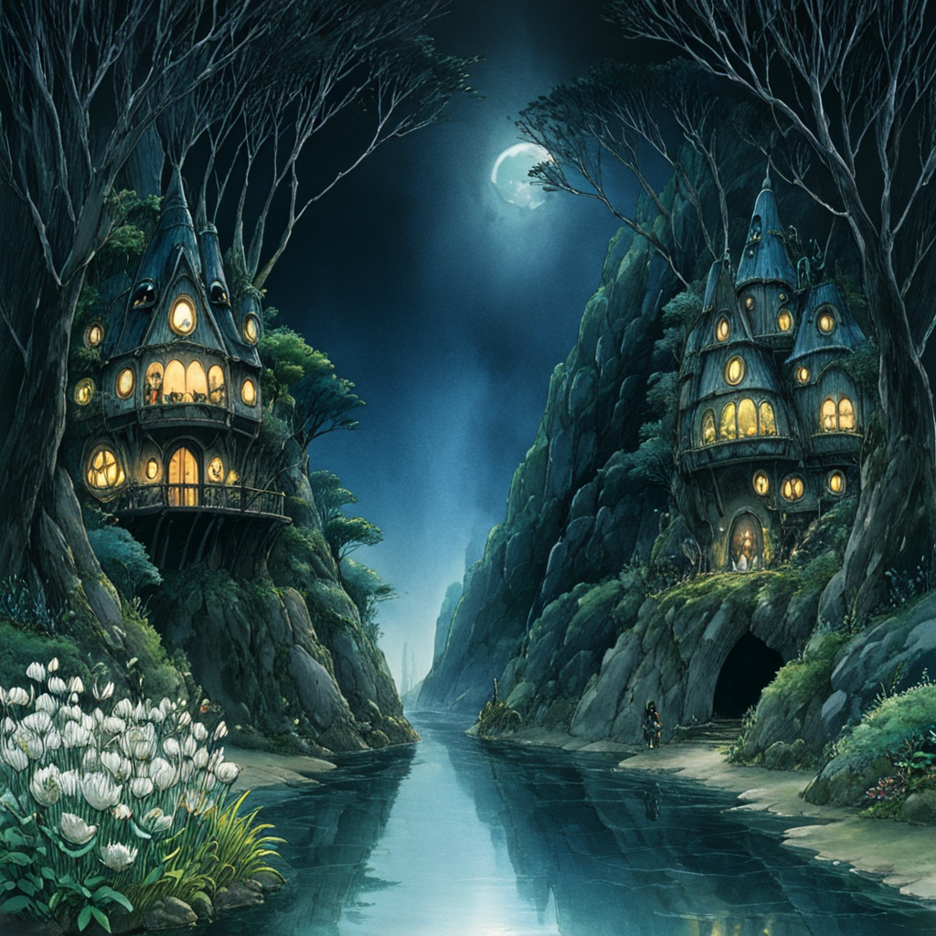 <lora:DarkGhibliMJ7SDXL:1> Studio Ghibli Dark Fairytale, Landscape